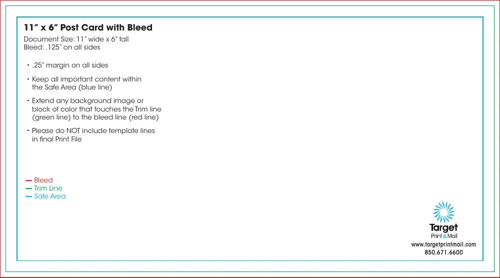 11" x 6" Postcard Template preview