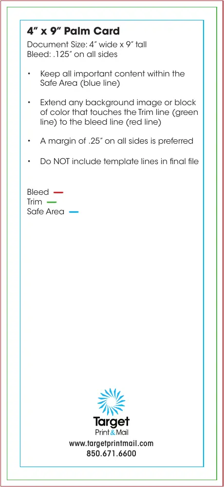 4" x 9" Palm Card Template preview