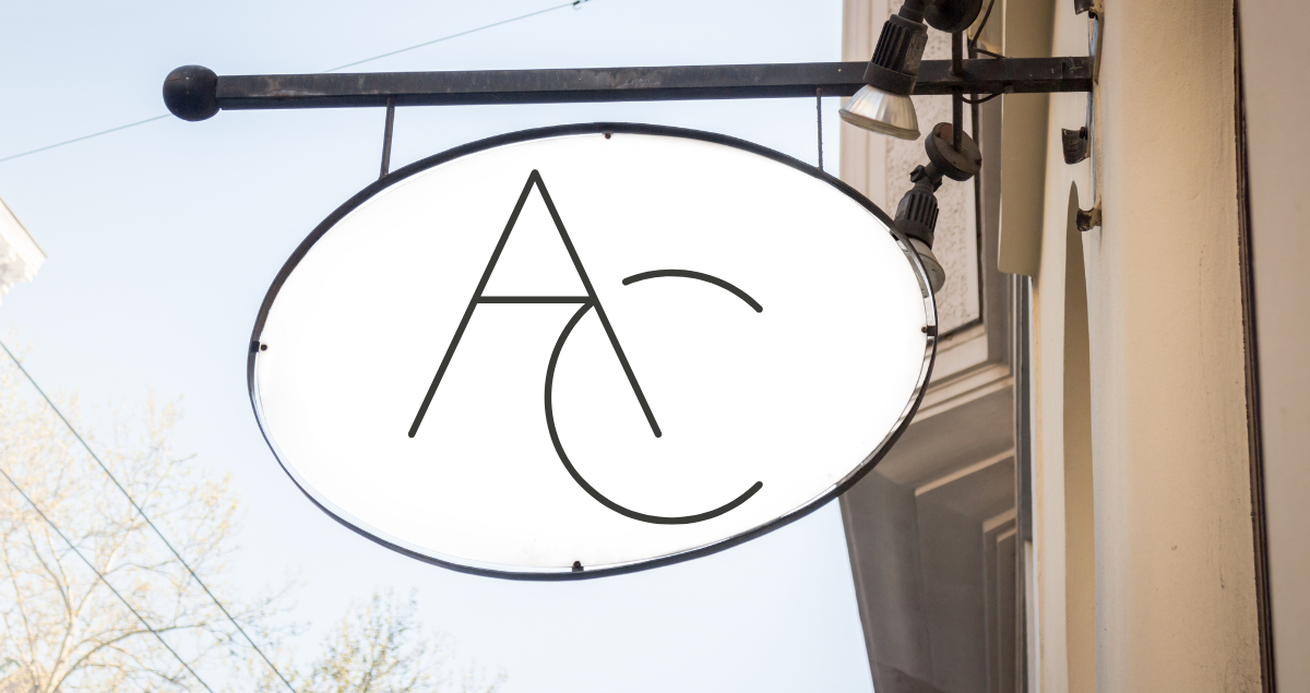 A minimalist sign idea that reads "AC" in plain text